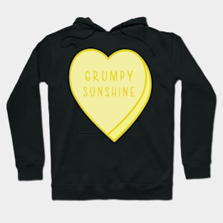 Grumpy Sunshine Candy Heart Tropes Book Lover Yellow Hoodie